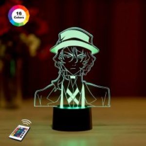 3D ночник "Чуя Накахара 2" (УВЕЛИЧЕННОЕ ИЗОБРАЖЕНИЕ) подарочная упаковка + 16 цветов + пульт ДУ + сетевой адаптер + батарейки (3ААА)  3DTOYSLAMP