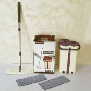 Швабра с ведром комплект Scratch Cleaning Easy Mop Коричневое с автоматическим отжимом и складной ручкой