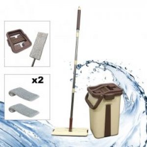 Швабра с ведром комплект Scratch Cleaning Easy Mop Бежевый с автоматическим отжимом и складной ручкой