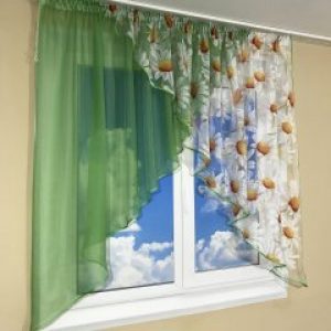 Кухонная занавеска TG Home №418 зелёная 300*160