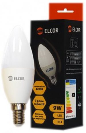 Светодиодная лампа ELCOR LED C37 9W E14 4200K (EL-534317)