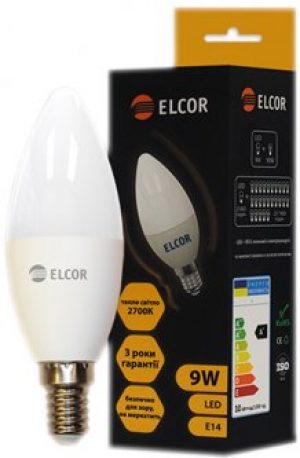 Светодиодная лампа ELCOR LED C37 9W E14 2700K (EL-534318)