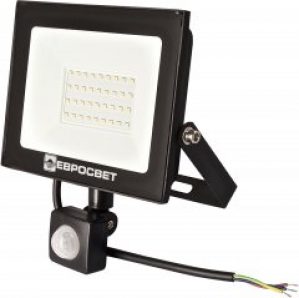 Прожектор светодиодный ЕВРОСВЕТ 30 Вт 6400К 2100Лм EV-30-504D с датчиком движения (40907)