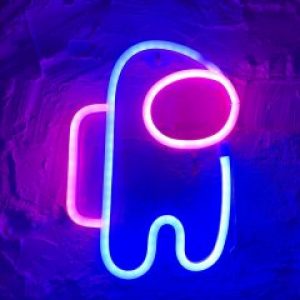 Настенный декоративный неоновый светильник-ночник Astronaut Neon Decoration Lamp Астронавт (26х18 см) - Синий/Розовый