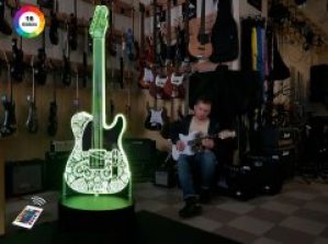 3D ночник "Гитара 2" (УВЕЛИЧЕННОЕ ИЗОБРАЖЕНИЕ) подарочная упаковка + 16 цветов + пульт ДУ + сетевой адаптер + батарейки (3ААА)  3DTOYSLAMP