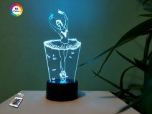 3D ночник "Балерина" (УВЕЛИЧЕННОЕ ИЗОБРАЖЕНИЕ) подарочная упаковка + 16 цветов + пульт ДУ + сетевой адаптер + батарейки (3ААА)  3DTOYSLAMP