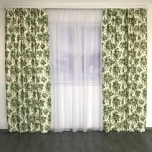 Готовые шторы с цветочным принтом 150x270 cm (2 шт) ALBO Зеленые (SH-631-4)