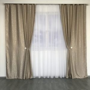 Готовые шторы светонепроницаемые Блэкаут ALBO 150x270 cm (2 шт) Бежевые (SH-M17-5)