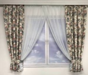 Шифоновая занавеска с атласом Прованс ALBO 400x180 cm Синяя(KU-631-1)