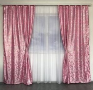 Комплект готовых штор с люрексом 150x270 cm (2 шт) ALBO Розовые (SH-D26-13)