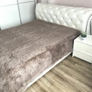 Однотонное покрывало Albo Мех Травка 220х240 Кофейное