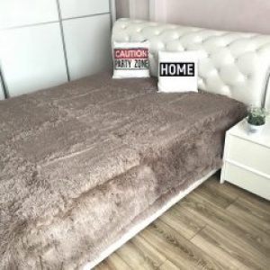 Плед покрывало меховое Травка ALBO 220х240 cm Темно Кофейное (P-B15-2)