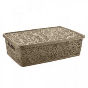 Корзина Tuffex с крышкой Ажур 10 л коричневый (ТР8213)