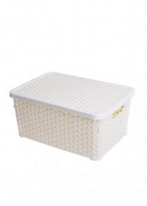 Корзина Hobby Life с крышкой Ротанг 6 л белый (041255)