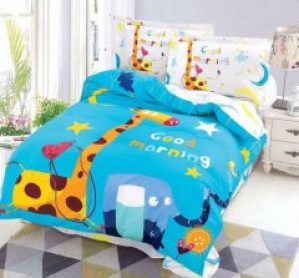 Постельное белье Vpostelke сатин Доброе утро Жираф и слон 1-Спальный 150х220 см синий