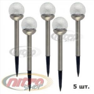 Комплект светильников Horoz Electric C-5 на солнечной батарее 5шт. Грунтовый 6400К IP44 Хром