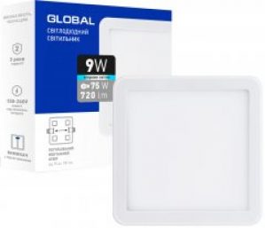 Потолочный светильник GLOBAL SP 9W 4100K квадратный (1-GSP-01-0941-S)