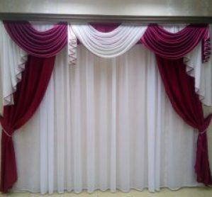 Ламбрекен с портьерами Chtextil 3м. Модель 135 Бордовий с білим