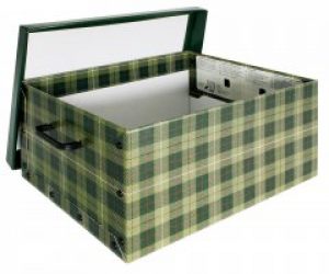 Ящик из гофрокартона для хранения в зеленую клеточку 52х37