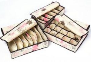 Набор органайзеров из 3х штук для белья с крышкой - Нежные Цветы