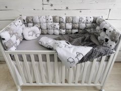 Детский постельный набор постель с бортиками бомбонами в кроватку Овечки MoonTime 120*60 см