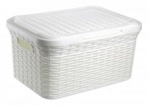 Ящик с крышкой Ucsan plastik ротанг 27 л кремовый M-068