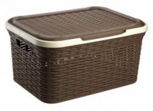 Ящик с крышкой Ucsan plastik ротанг 27 л коричневый M-068