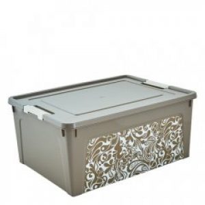 Контейнер Алеана Smart Box 27 л с декором Home какао/белая роза