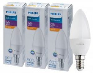Светодиодная лампа Philips LEDCandle 6-60W E14 827 B35NDFR RCA (929002273637R) 3 шт.