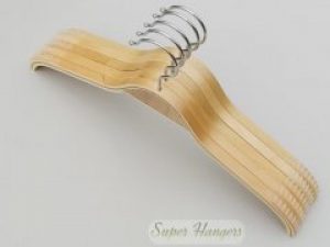 Набор вешалок для одежды Hanger 38 см светлые деревянные с антискользящими накладками на плечах 5 шт