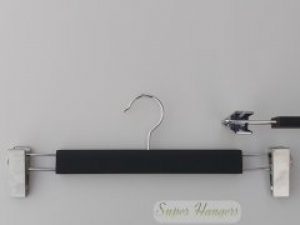 Вешалка для брюк и юбок Soft 35 см черная деревянная обрезиненная с прищепками