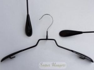 Вешалка для одежды Hanger 38 см металлическая в силиконовом покрытии широкая крючок хром черная