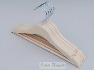 Набор детские плечики вешалки ECO 33 см деревянные светлые с перекладиной 5 шт