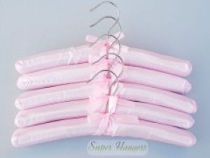 Набор детские плечики Hangerworld 30 см розовые мягкие сатиновые 5 шт