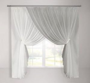 Кухонная шифоновая занавеска Adagio Windows Decor с пышной сборкой бело-серая в размере 2