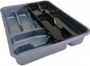 Лоток для столовых приборов Dunya Plastik Двойной Черно-серый 31 х 39 см (40420300)