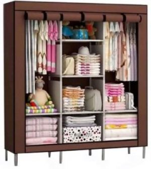 Шкаф тканевый раскладной на три секции 130х45х175 см Storage Wardrobe 88130 Коричневый (par_88130)