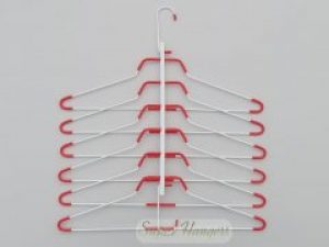 Многоярусная вешалка органайзер Hanger MNP6 41 см металлическая на 6 ярусов белая с красным