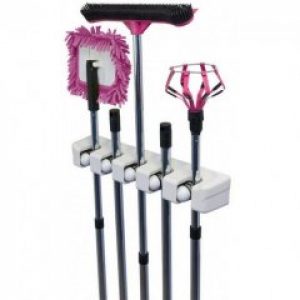 Держатель для швабры Broom Holder (Серый) настенный универсальный держатель на 5 ячеек и 6 крючков