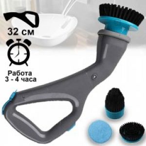 Аккумуляторная электрическая беспроводная щетка для чистки и уборки MUS Scrubber 360 с 3 сменными насадками домой в машину - Компактная щётка + высокая скорость вращения для мытья ванны