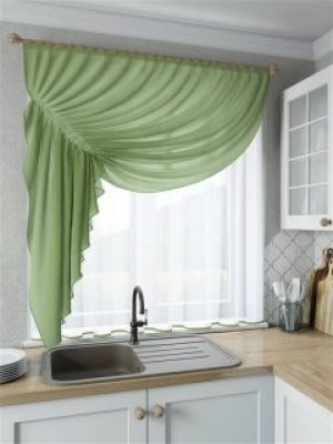 Тюль вуаль для кухни Jolie maison Шифон левая 280х170 см Оливковый