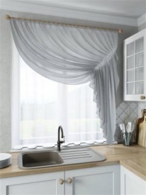 Тюль вуаль для кухни Jolie maison Шифон правая 280х170 см Серый
