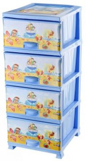 Комод Elif Plastik (Элиф) пластиковый 4 ящика с рисунком Пляж