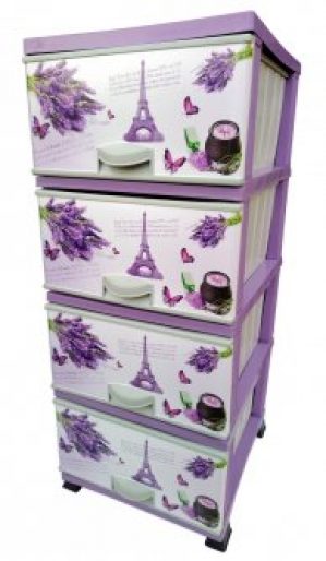 Комод Elif Plastik пластиковый 4 ящика с рисунком Париж (Франция