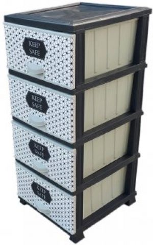 Комод Elif Plastik пластиковый 4 ящика с рисунком Keep Safe