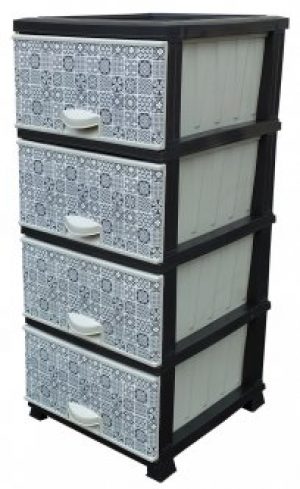 Комод Elif Plastik пластиковый 4 ящика орнамент