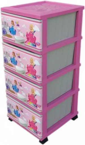 Комод Elif Plastik (Элиф) пластиковый 4 ящика с рисунком Принцессы