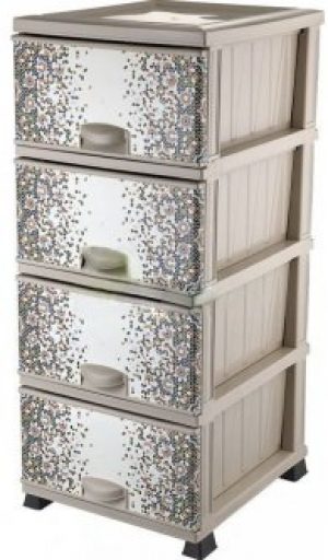 Комод Elif Plastik пластиковый 4 ящика с рисунком Мозаика