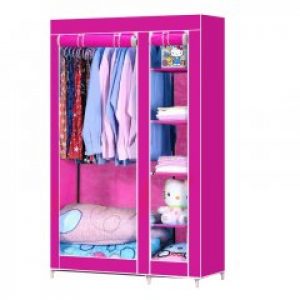 Складной тканевый шкаф для хранения одежды с полками Storage Wardrobe 68110 Розовый