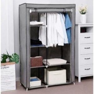 Складной тканевый шкаф для хранения одежды с полками Storage Wardrobe 68110 Серый